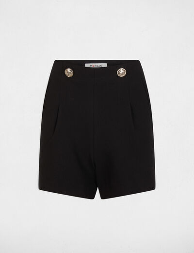 Short ajustado con botones negro mujer