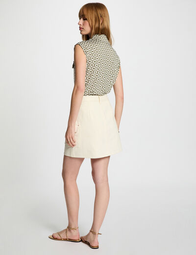Blusa manga corta blanco mujer