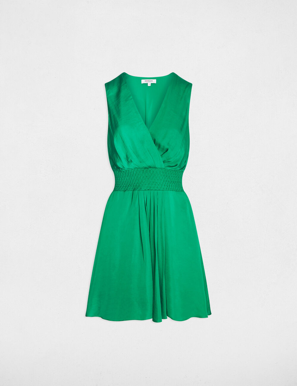 Vestido corto recto holgado verde pradera mujer