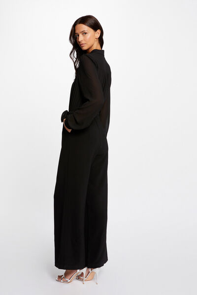 Mono largo pernera ancha con cintur¿n negro mujer