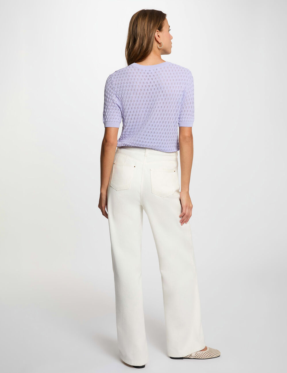 Jersey fino cuello redondo morado mujer