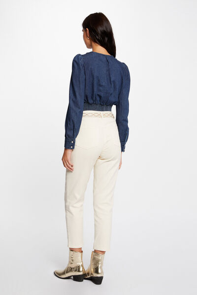 Blusa manga larga de vaquero vaquero en bruto mujer