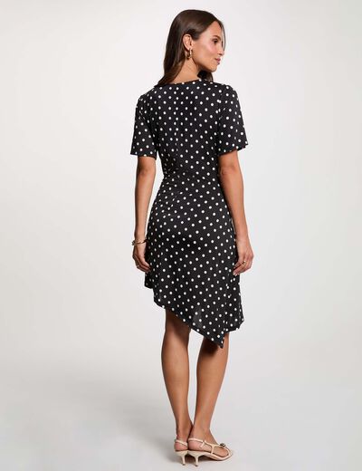 Vestido asim&eacute;trico de lunares multicolor mujer
