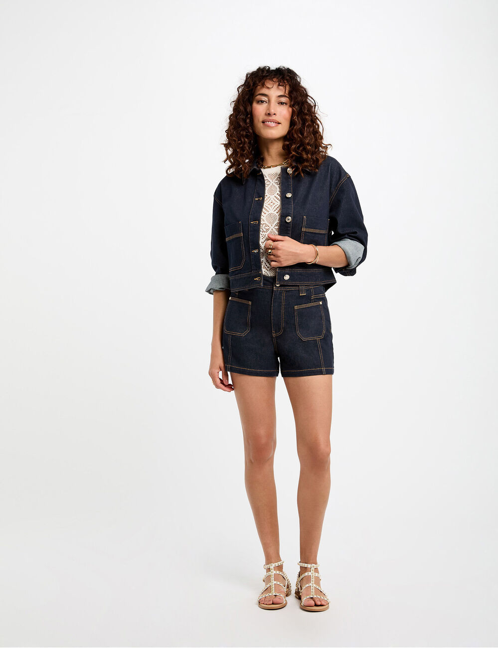 Chaqueta corta vaquero denim crudo mujer