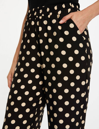 Pantalón recto de tiro alto negro mujer