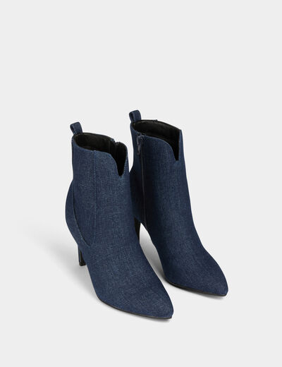 Botines de vaquero y tacón denim crudo mujer