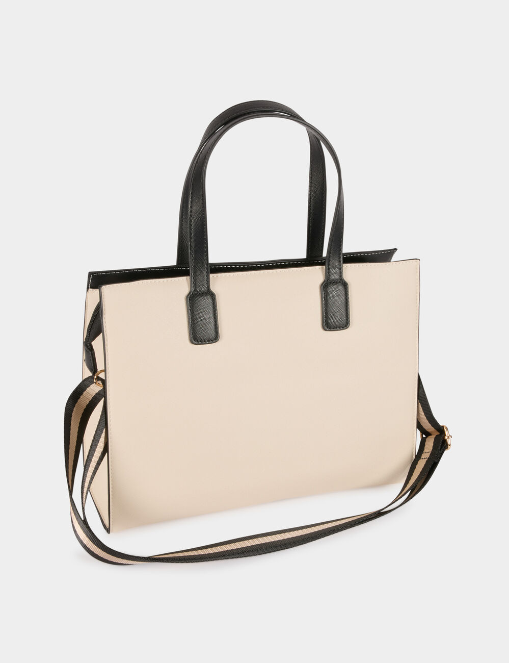 Bolso tote de piel sint&eacute;tica marfil mujer