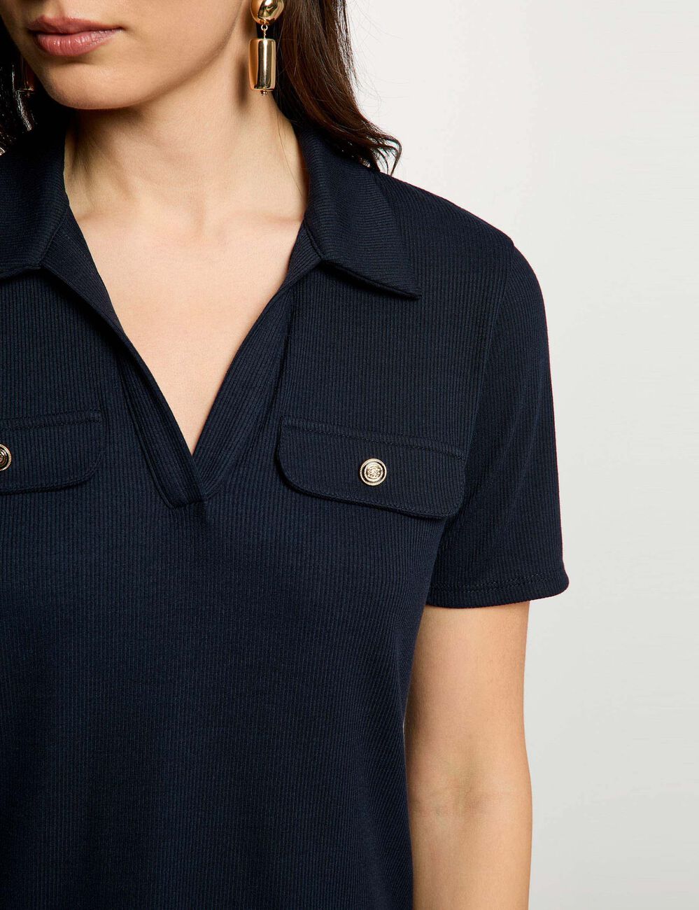 Camiseta manga corta azul marino mujer