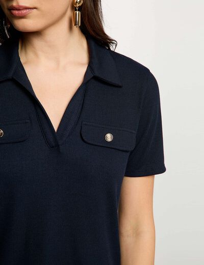 Camiseta manga corta azul marino mujer