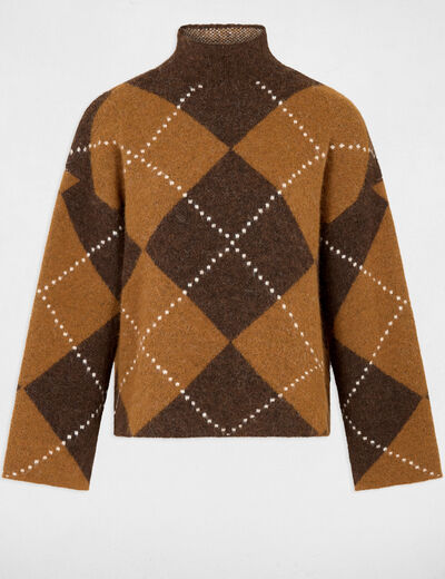 Jersey de cuello alto marr&oacute;n mujer