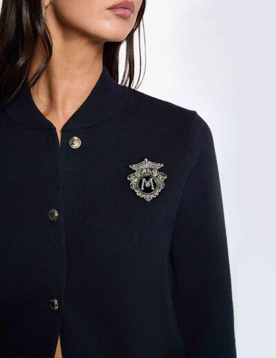 Jersey con cuello teddy azul marino mujer