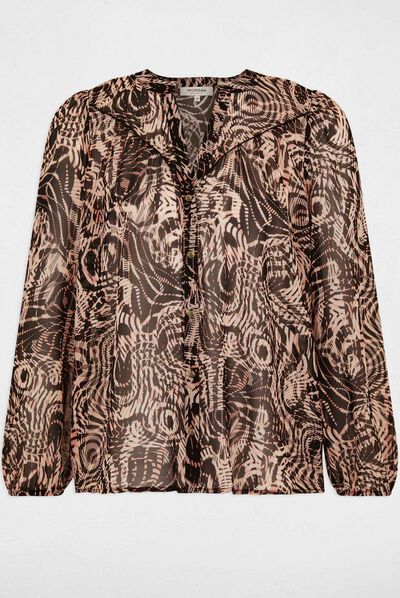 Camisa manga larga estampado abstracto multico mujer