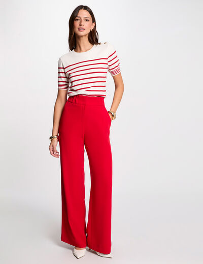 Pantalón pernera ancha rojo mujer