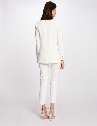 Pantalón cigarette estilo corto marfil mujer
