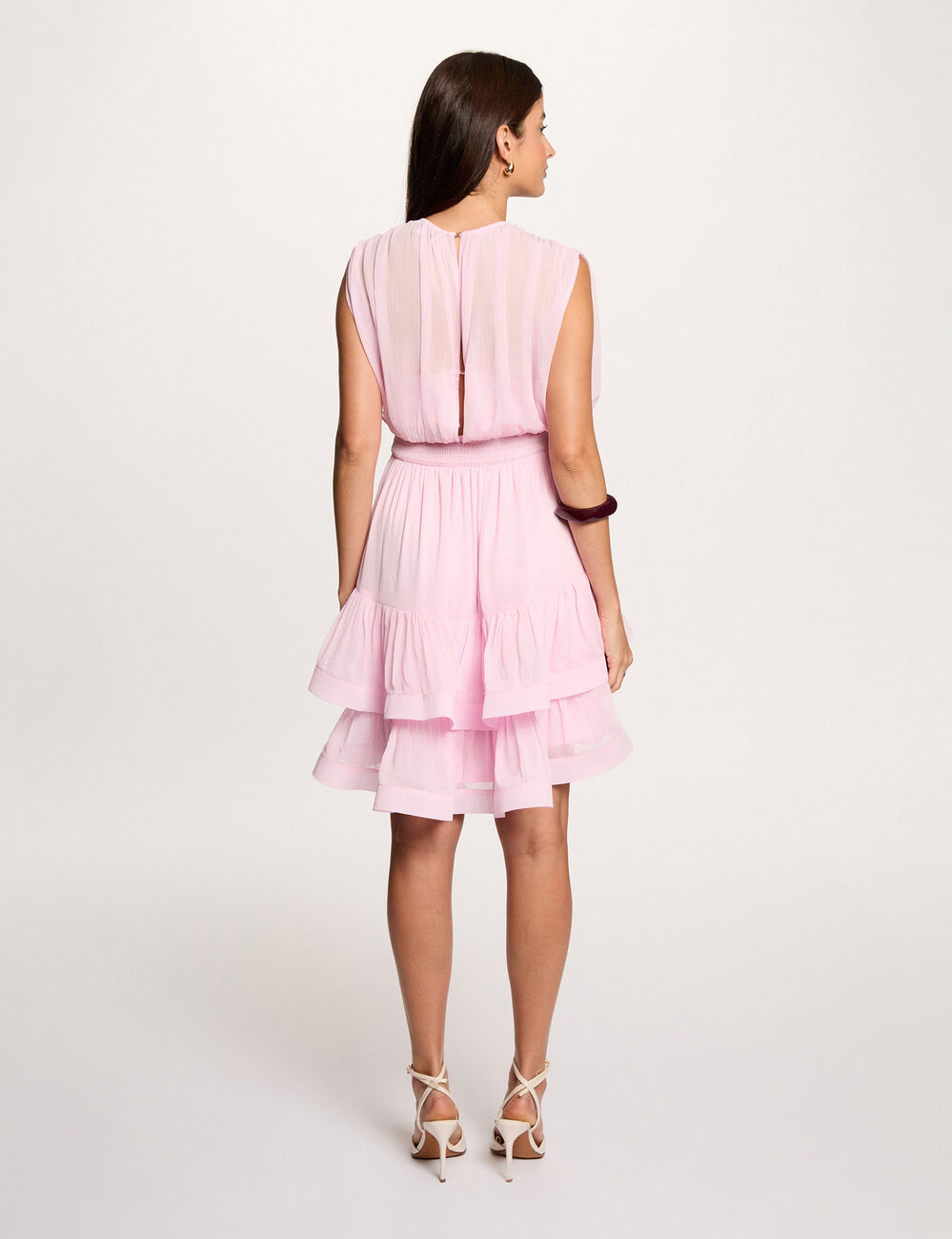 Vestido corto con cuello alto rosa mujer