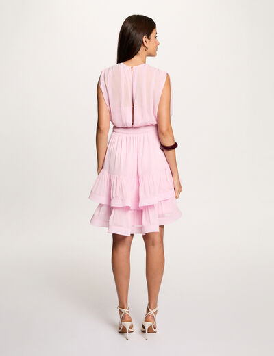 Vestido corto con cuello alto rosa mujer