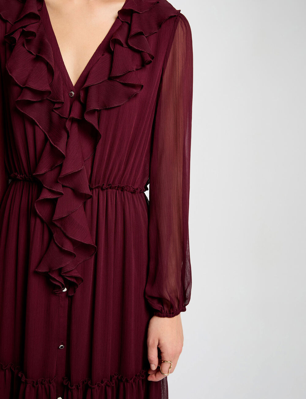 Vestido largo fluido ciruela mujer