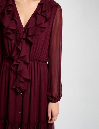 Vestido largo fluido ciruela mujer