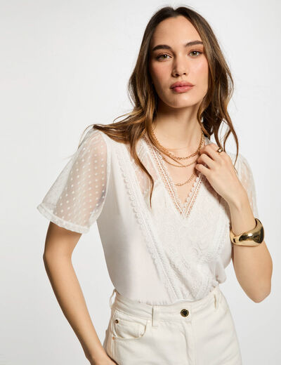 Camiseta manga corta blanco mujer