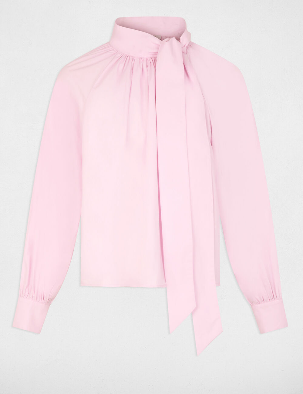 Blusa con cuello lazada rosa mujer