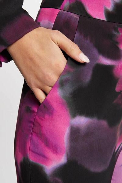 Pantalón pernera ancha estampado floral multicolor mujer