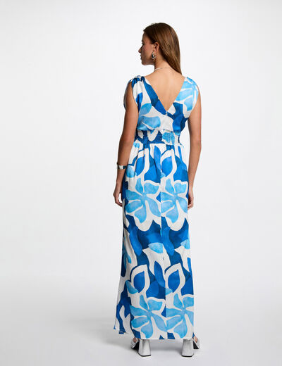 Vestido largo recto estampado multicolor mujer