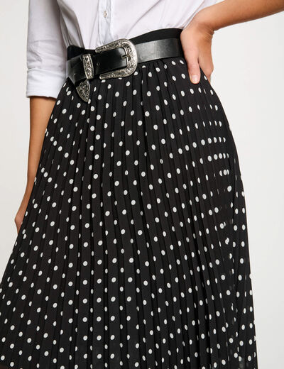 Falda larga plisada estampada multicolor mujer