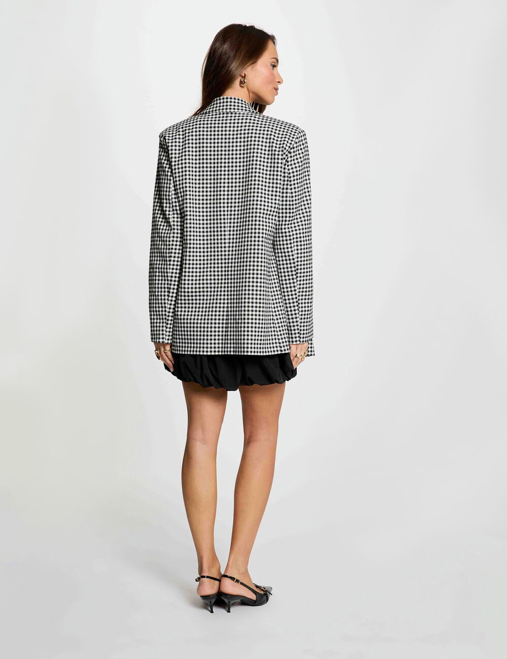 Chaqueta oversize con cuello sastre negro mujer