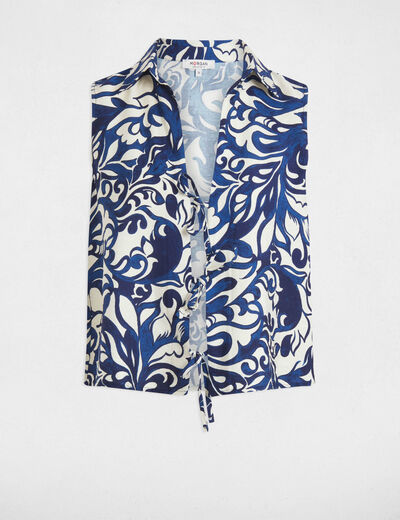 Camisa sin mangas estampada multicolor mujer