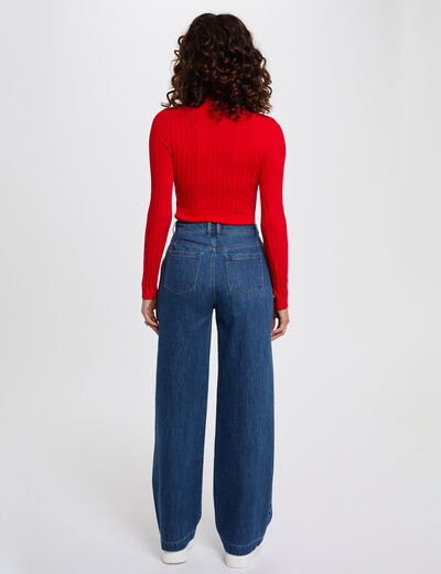 Jersey con cuello alto rojo mujer