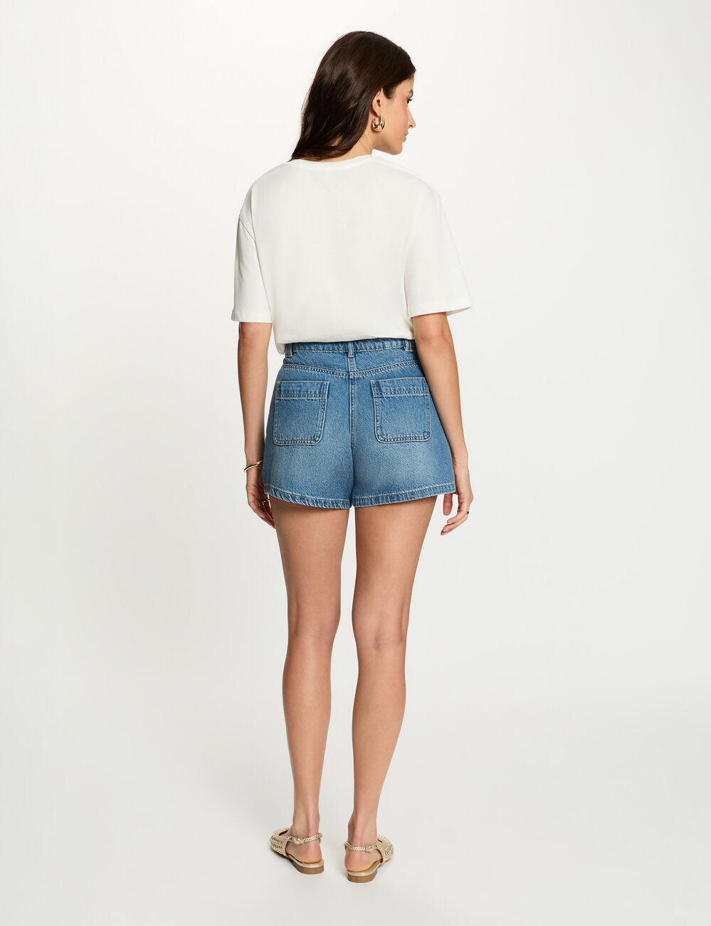 Camiseta estampada cuello redondo blanco mujer