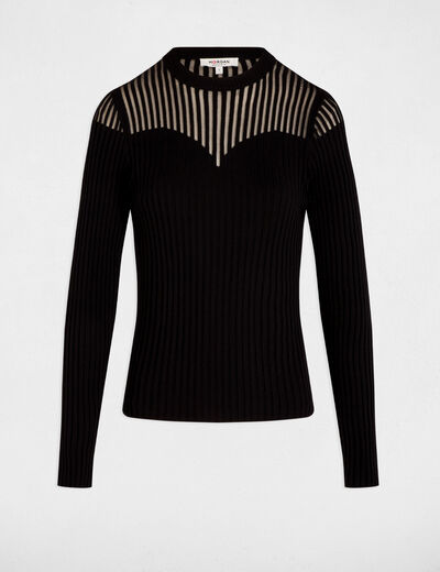 Jersey manga larga negro mujer