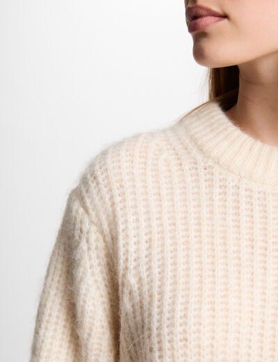 Jersey cuello redondo marfil mujer