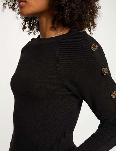 Jersey cuello barco negro mujer