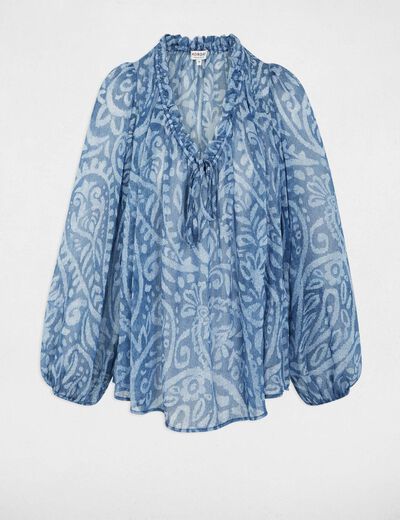 Top de mangas abullonadas multicolor mujer