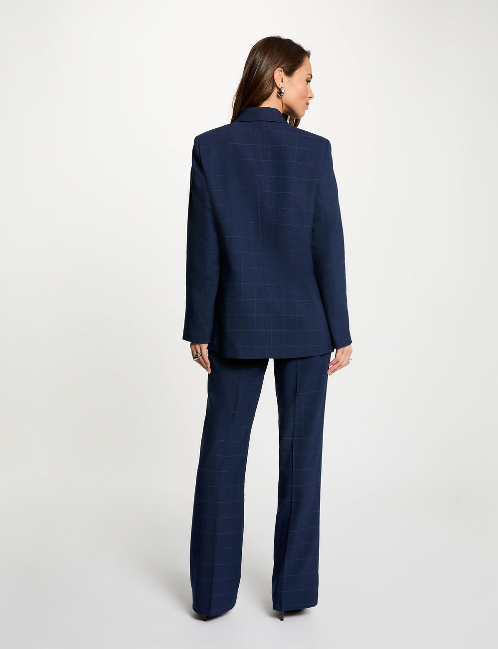 Pantal&oacute;n de tiro alto azul marino mujer