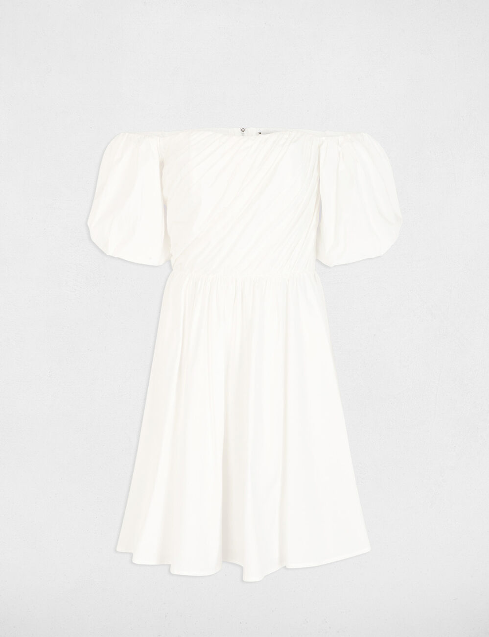 Vestido corto con mangas abullonadas blanco mujer