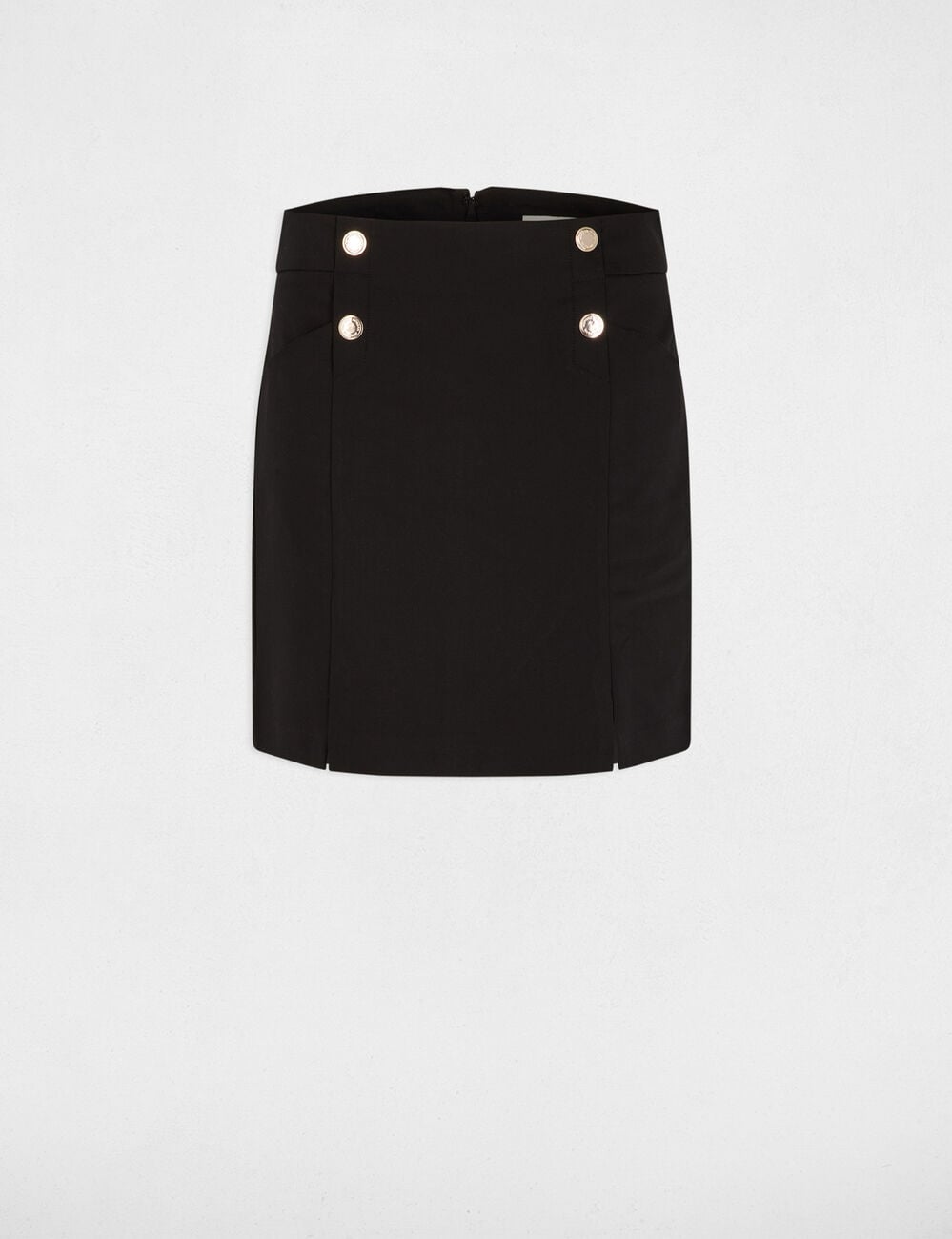 Falda corta con botones negro mujer