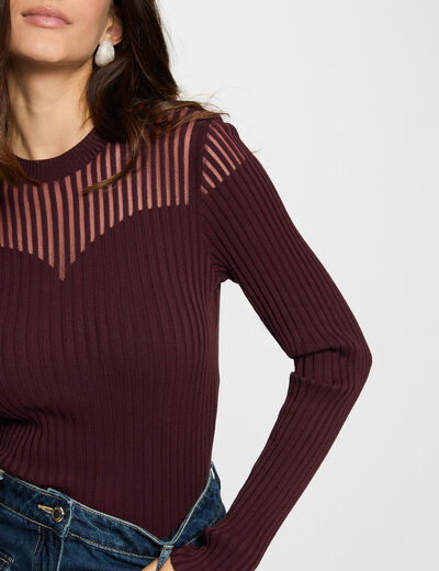 Jersey manga larga ciruela mujer