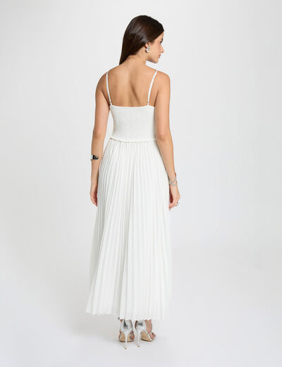 Vestido largo de encaje blanco mujer