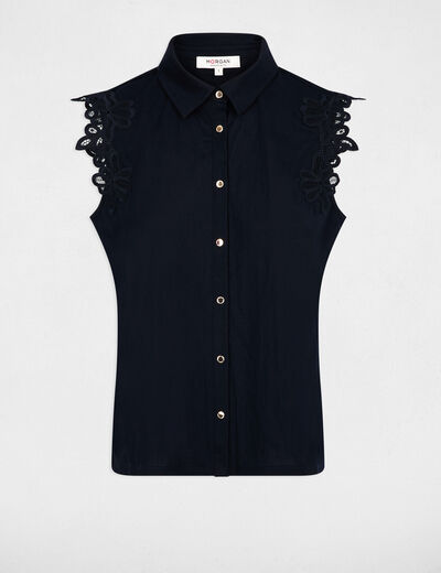 Camisa sin mangas azul marino mujer