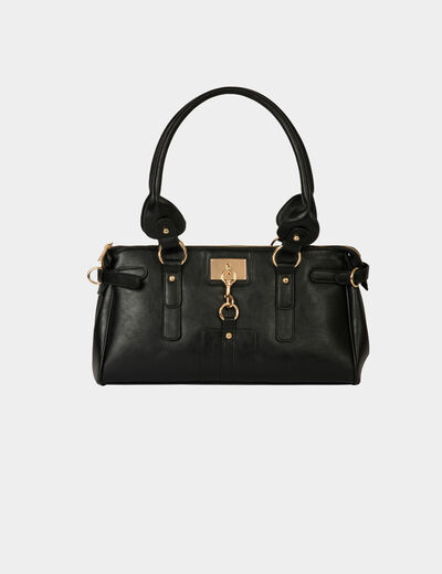 Bolso de imitaci&oacute;n cuero hombro negro mujer