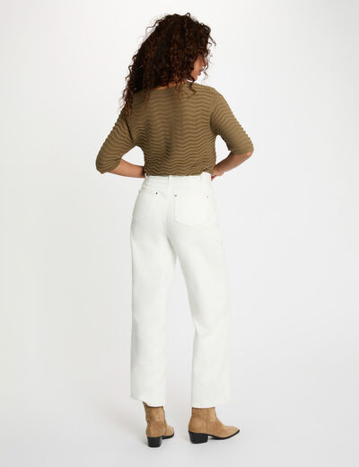 Jersey cuello v mangas 3/4 verde caqui mujer