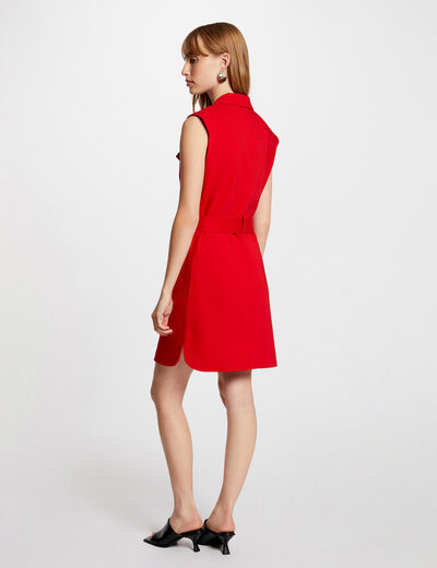Vestido entallado cinturón rojo mujer
