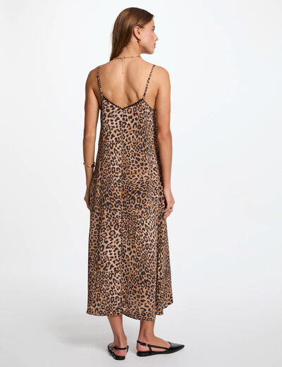Vestido midi recto estampado multicolor mujer