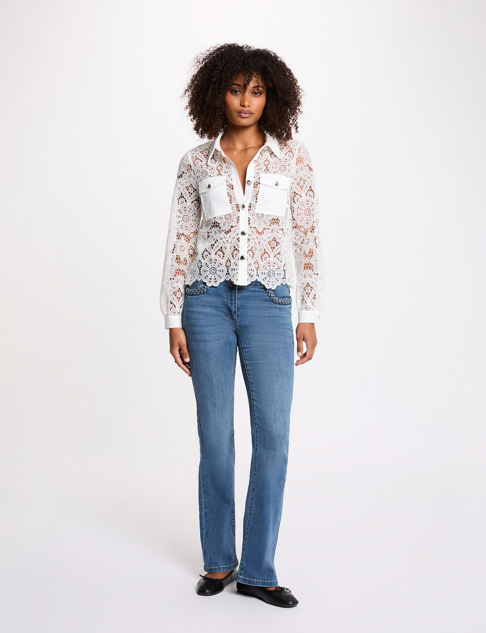 Camisa manga larga blanco mujer