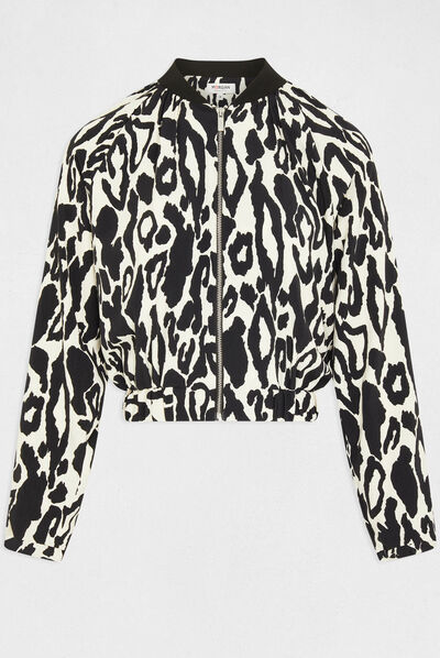 Chaqueta recta estampado animal multico mujer