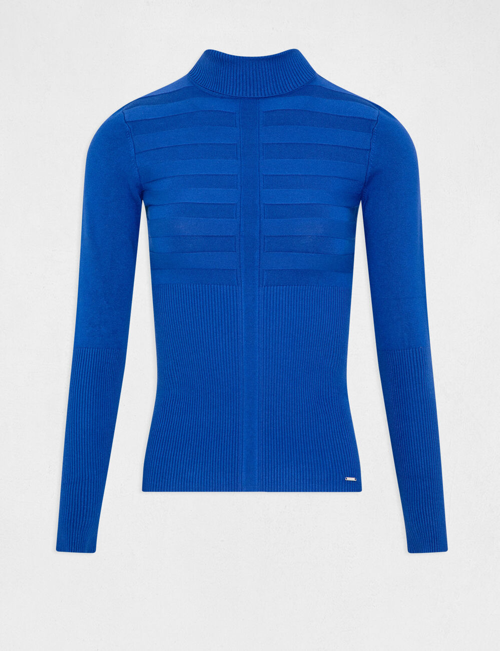 Jersey de cuello alto ajustado azul mujer