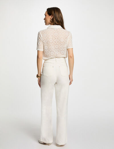 Polo manga corta blanco mujer