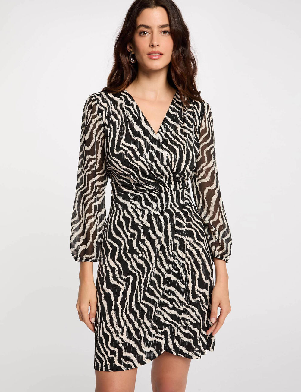 Vestido cruzado estampado multicolor mujer